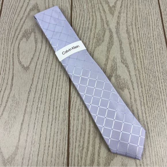 584 - Calvin Klein Tie 530 Purple Block Square CK21100022 Silk Blend MSRP $69.50 - Picture 1 of 5
